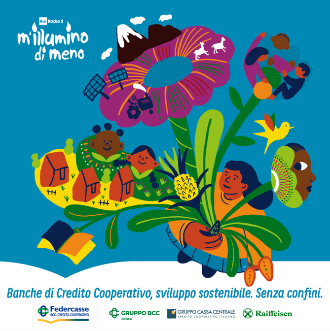 locandina evento m'illumino di meno: con fiori ragguranti il mondo